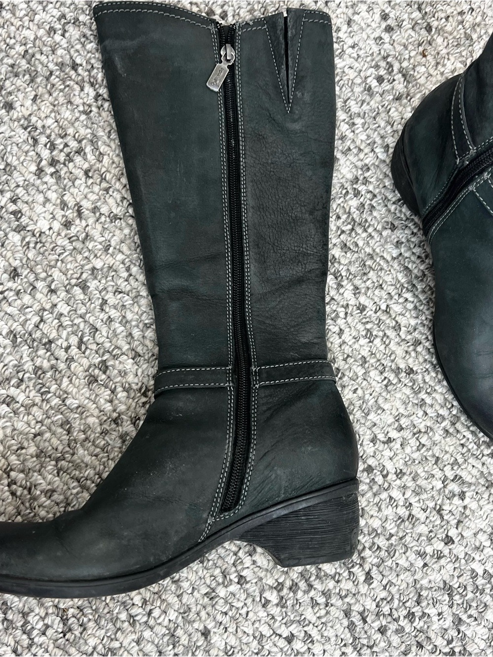 Blondo deep charcoal grey green old money tall waterproof leather boots 7 - Picture 6 of 15